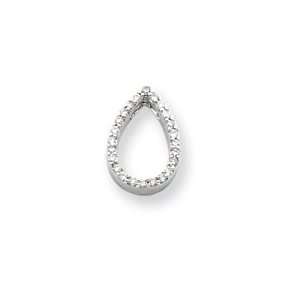    14k White Gold Diamond Tear Drop Pendant   JewelryWeb Jewelry