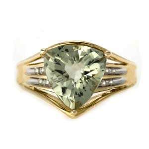  10k Yellow Gold, Green Amethyst, Diamond Ring (4.00 ctw 
