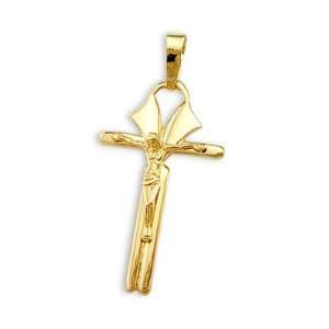  Fashion Cross Pendant 14k Yellow Gold Crucifix Charm Jewel 