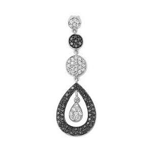   White Gold Black & White Diamond Pear Drop Pendant, 0.75 ctw Jewelry