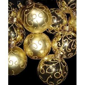 Set of 12 Glitzy Gold Glitter Shatterproof Ball Christmas Ornaments 2 