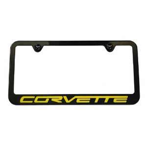  Corvette C6 Black License Plate Frame High End Yellow Automotive
