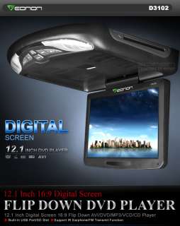 D3102 Black 12.1Digital LCD Car FlipDown DVD Player 8d  