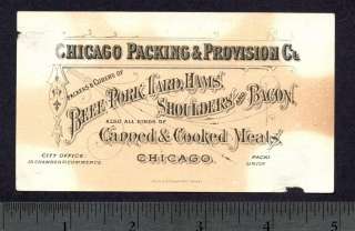 1800s antique Chicago Packing & Provision Hams Beef Sugar Cured Meat 