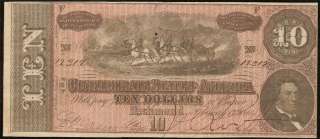 1864 $10 DOLLAR BILL RICHMOND CONFEDERATE CURRENCY NOTE T68 CIVIL WAR 