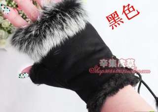 NEW fashion wammer fingerless a half copy deerskin rabbit hair gloves 