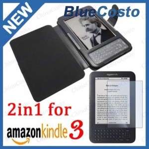  Kindle 3G WiFi 3 Leather Case + Screen Protector  