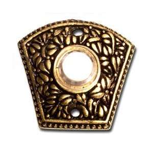   Doorbell Button with Floral Design   Antique Gold