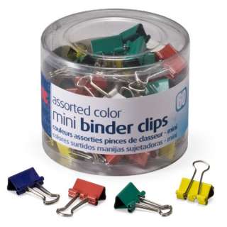 OfficemateOIC Mini Binder Clips Assorted Colors 60 Clips per Tub 