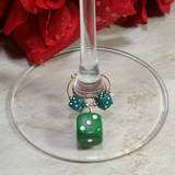 Dice Wine Glass Charm Set in Six Colors with Silver Accent  