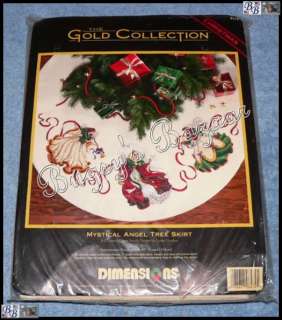 Gold MYSTICAL ANGEL TREE SKIRT Counted Cross Stitch Kit  