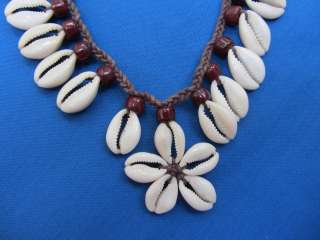 African Ethnic Jewelry Cowrie FLOWER PENDANT NECKLACE  