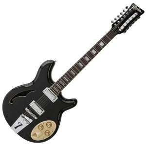   Black 12 String Electric Guitar Semi Hollow Body Musical Instruments