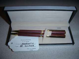 HANDCRAFTED C.T. DAVIS PEN & PENCIL SET AMARANTH WOOD  