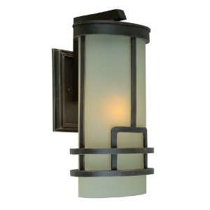   Transitional Outdoor Wall Sconce In Bronze With Amber Glassware Shade