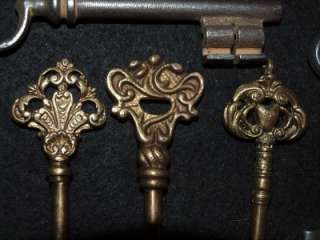 Old Vintage Antique Keys Ornate Heart 1800s  