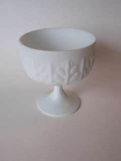 Vintage Milk Glass Opaque FTD Oak Leaf Footed Vase 1978  