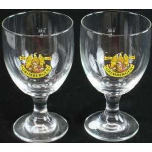  Vintage Pair Grimbergen Belgian Abbey Beer Glasses 
