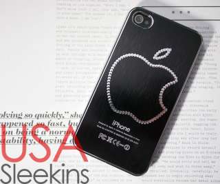 iPhone 4 4S BLING APPLE ALUMINUM CASE SILVER NEW HOT  