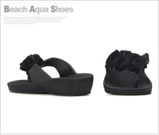 New Flowers Black Flip Flops Aqua Beach Sandals  