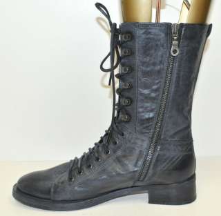 Aqua SHARON Black Lace Up Leather Boots Woman Size 39  