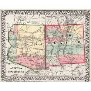  Antique Map of Arizona and New Mexico (1867) by Samuel 