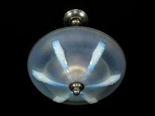 Rare 1930s Art Deco Chandelier Opalescent Lampshade  