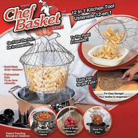 12 In 1 Folding Chef Basket As Seen On TV Cooks Net Steamer MAGIC 