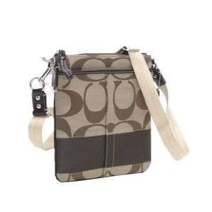  Coach Signature Stripe Swingpack Crossbody Messenger Bag 