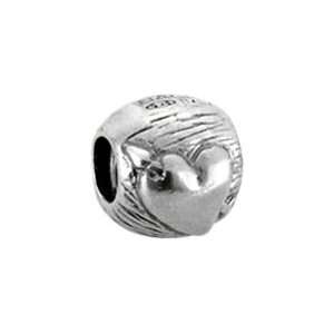 Bacio Italian Silver Bead Silver Artisan Bulb Heart Charm. Compatible 