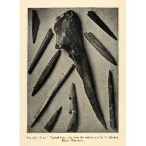  1910 Print Bone Awls Mitchell Ripon Wisconsin Native 