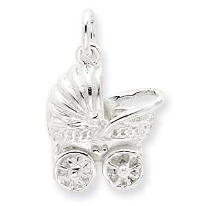 Sterling Silver Baby Carriage Charm Jewelry