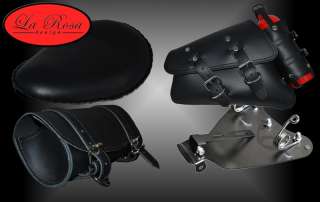   2012 Sportster Black Leather Solo Seat Saddebag Tool Bag Bottle  