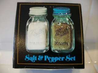 Adorable Vintage BALL CANNING JAR Salt & Pepper Shakers WHITE 