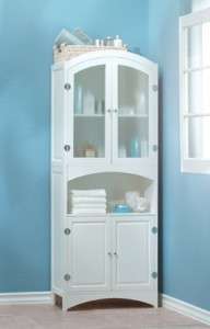 White Linen Bathroom Towels Storage Wood Cabinet  