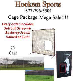 HEAVY DUTY Softball Batting Cage Package 70x12x12  
