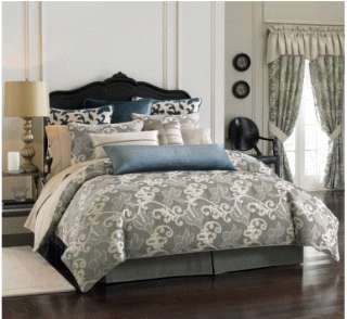 Waterford Bedding Ophelia Queen Duvet Cover Gray/Taupe NEW 