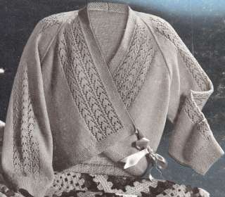 Vintage Knitting PATTERN Bed Jacket Sweater Wrap Lace  