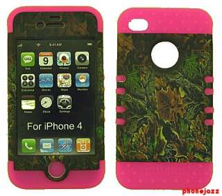 Apple iPhone 4 4S Hybrid Cover Pink Soft Skin Camo Mossy Oak Hard Case 