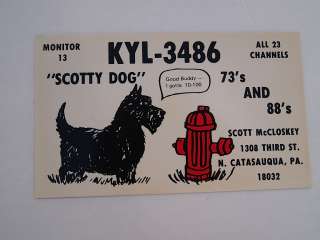VINTAGE BLACK SCOTTY DOG QSL CARD NORTH CATASAUQUA PA  