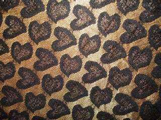 Hearts Valentines Day Black Lace Fashion Fabric BTY  