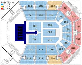 BLAKE SHELTON TICKETS HIGHLAND HEIGHTS BANK OF KY CENTER 2/16/12 