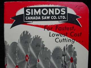 1962 Simonds Saw Blades Advertising Calendar Day Book  