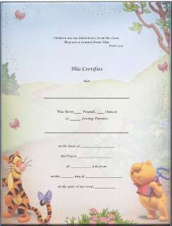 BIRTH Certificate Pooh Bear & Tigger Blank  