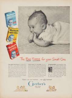 1950 Gerbers Baby Foods Ad The Big Three for your Small One  