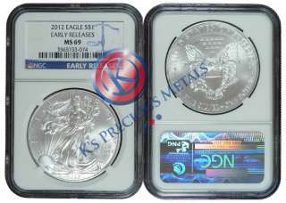   American Silver Eagle $1 NGC MS69 MS 69 Early Releases (Blue Label