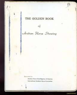 GOLDEN BOOK OF ARABIAN HORSE SHOWING EXHIBITION JUDGING  