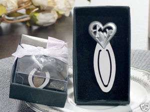 100 Love Heart Silver Bookmark Wedding Favors  