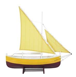 Yellow Biscay Fishing Boat Wooden Model 18.5 Sailboat Nautical 