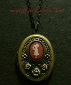 Vintage HOLLY HOBBY Antiqued Brass LOCKET Necklace  